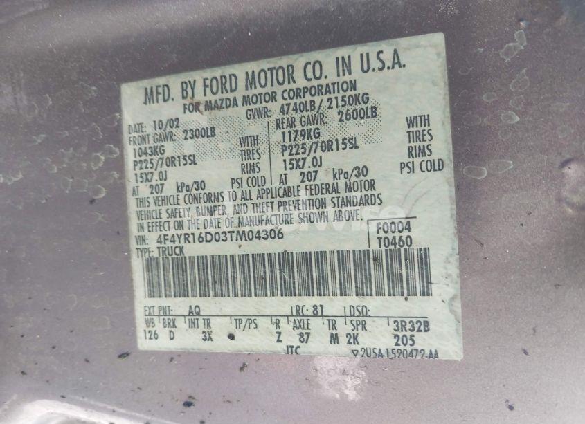 Photo 9 of 2003 Mazda B2300 SE (VIN 4F4YR16D03TM04306)