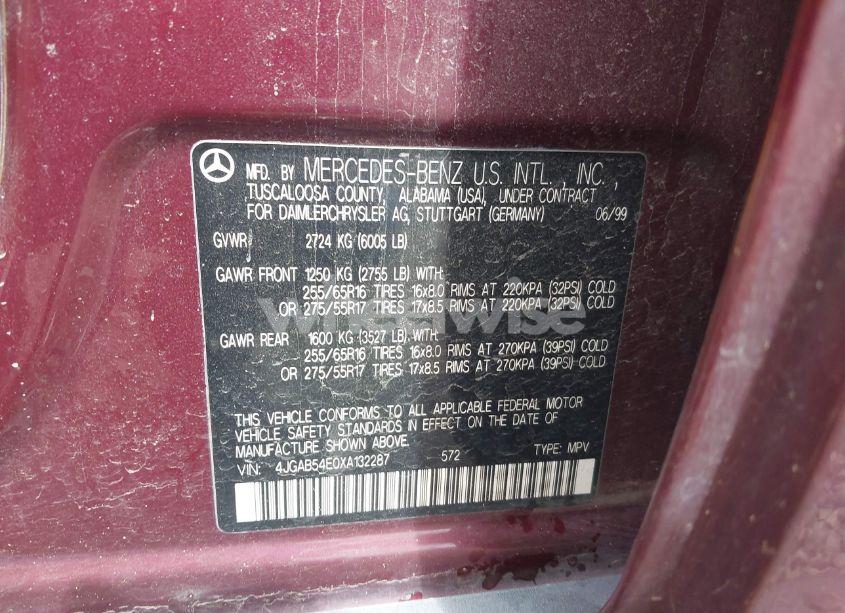 Photo 9 of 1999 Mercedes-benz Ml 320 (VIN 4JGAB54E0XA132287)