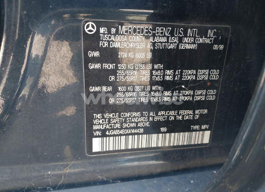 Photo 9 of 1999 Mercedes-benz Ml 320 (VIN 4JGAB54E0XA144438)