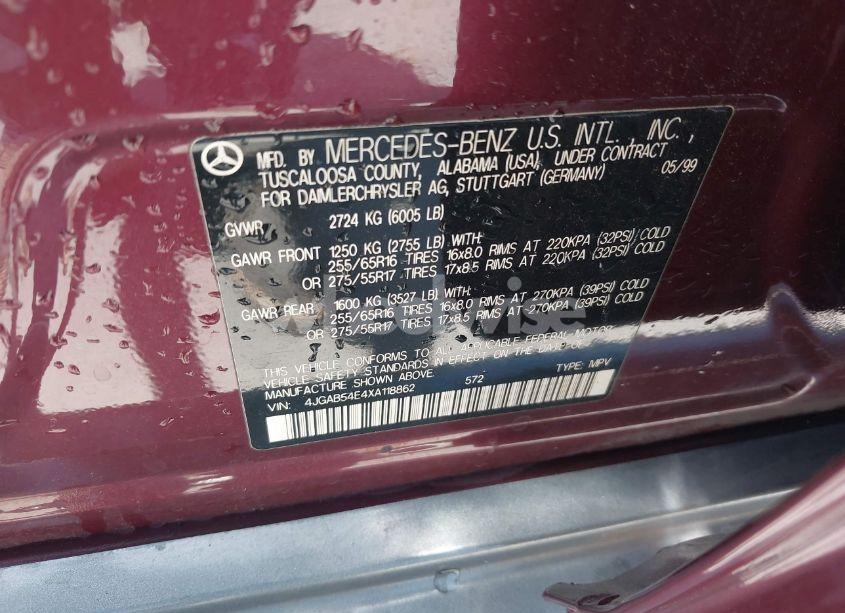 Photo 9 of 1999 Mercedes-benz Ml 320 (VIN 4JGAB54E4XA118862)