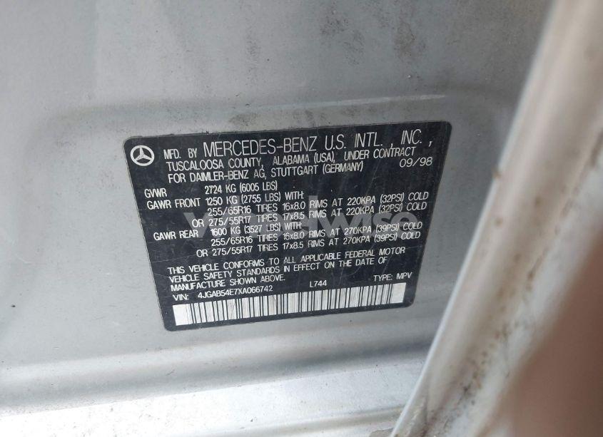 Photo 9 of 1999 Mercedes-benz Ml 320 (VIN 4JGAB54E7XA066742)