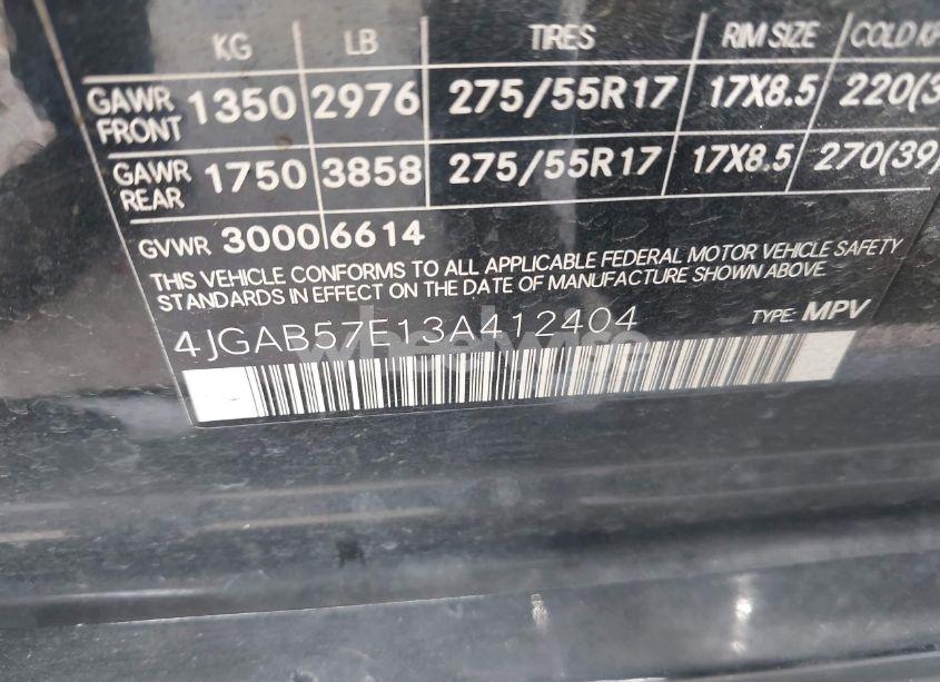 Photo 9 of 2003 Mercedes-benz Ml 350 (VIN 4JGAB57E13A412404)