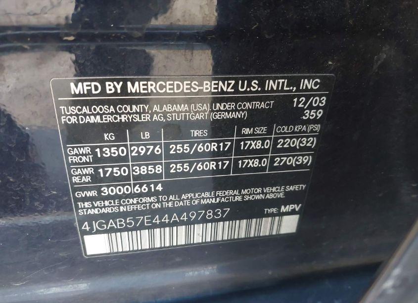 Photo 9 of 2004 Mercedes-benz Ml 350 4MATIC (VIN 4JGAB57E44A497837)