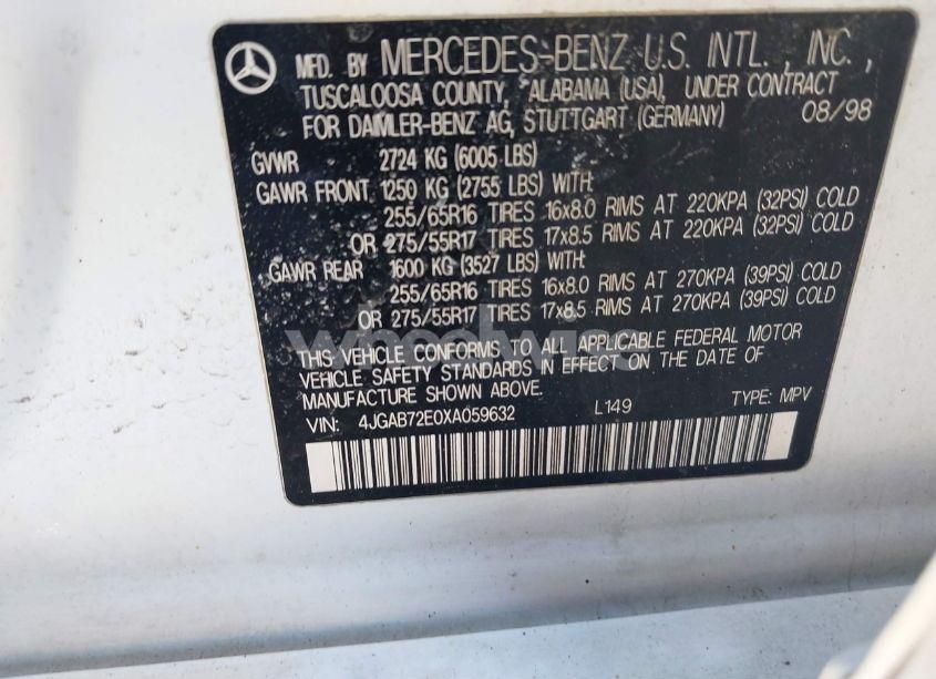 Photo 9 of 1999 Mercedes-benz Ml 430 (VIN 4JGAB72E0XA059632)