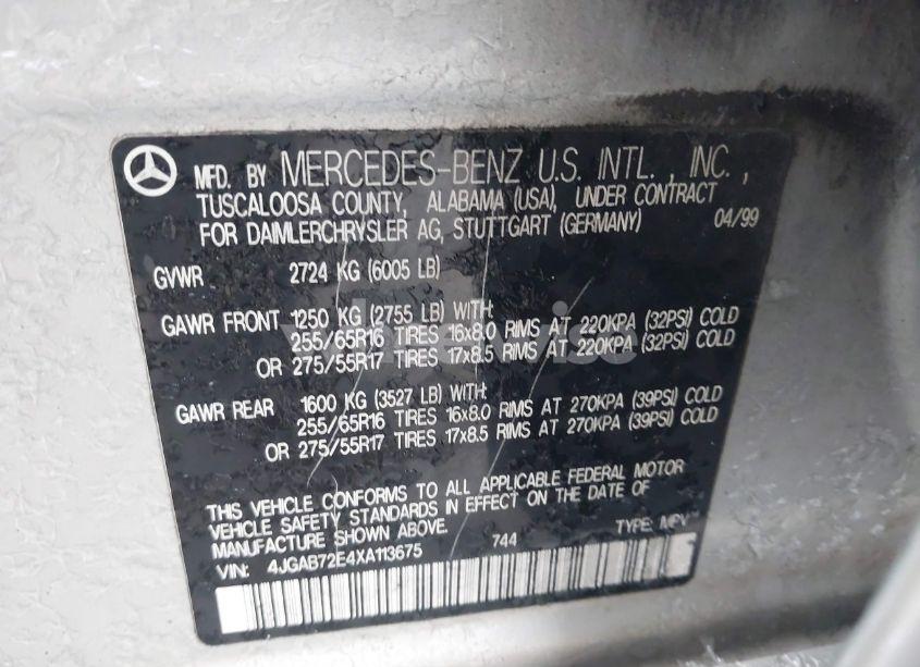 Photo 9 of 1999 Mercedes-benz Ml 430 (VIN 4JGAB72E4XA113675)