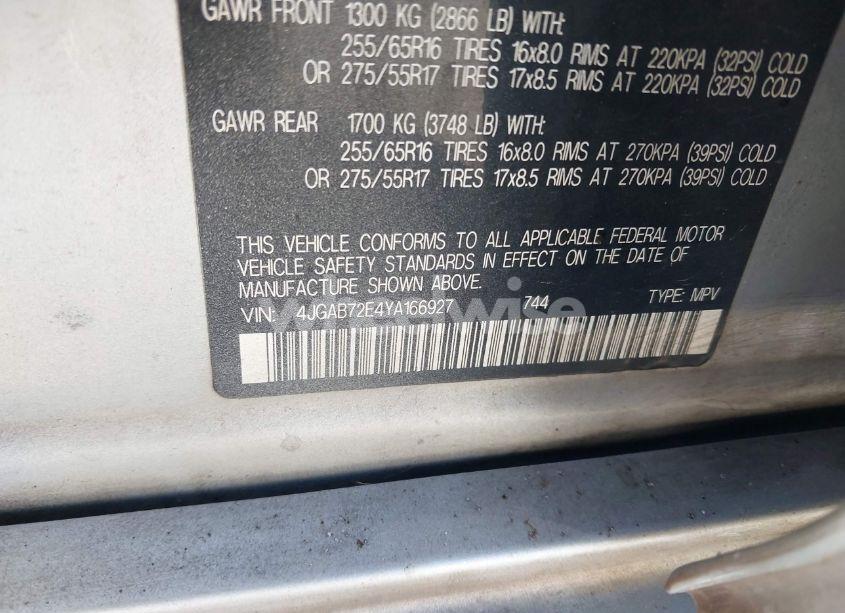 Photo 9 of 2000 Mercedes-benz Ml 430 (VIN 4JGAB72E4YA166927)