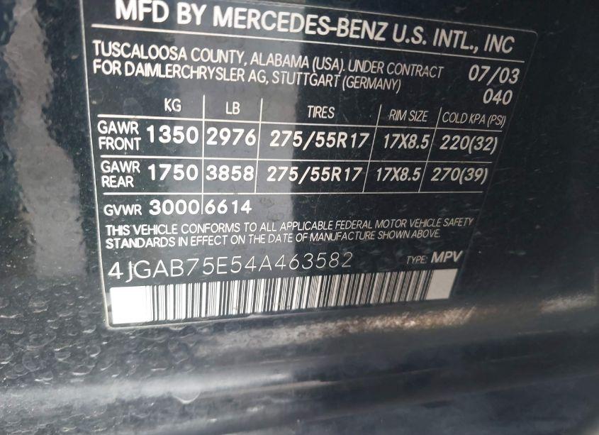 Photo 9 of 2004 Mercedes-benz Ml 500 4MATIC (VIN 4JGAB75E54A463582)