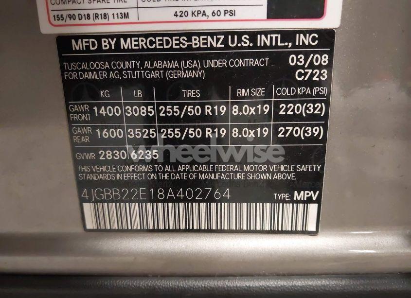 Photo 9 of 2008 Mercedes-benz Ml 320 CDI 4MATIC (VIN 4JGBB22E18A402764)