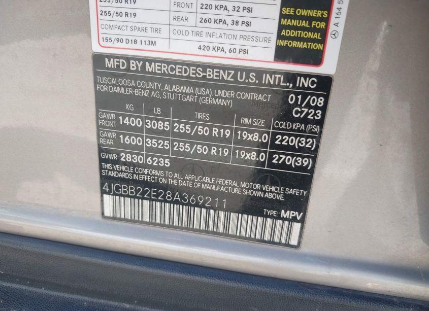 Photo 9 of 2008 Mercedes-benz Ml 320 CDI 4MATIC (VIN 4JGBB22E28A369211)