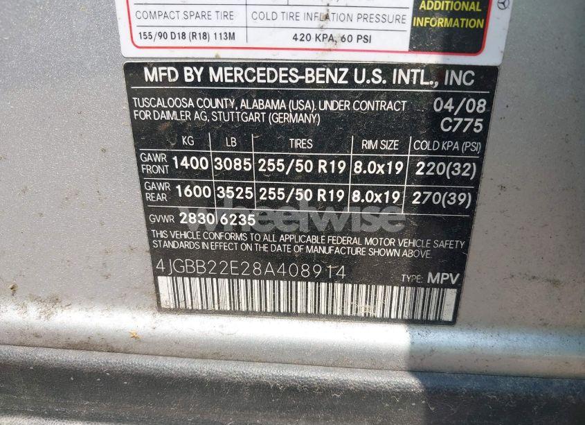 Photo 9 of 2008 Mercedes-benz Ml 320 CDI 4MATIC (VIN 4JGBB22E28A408914)