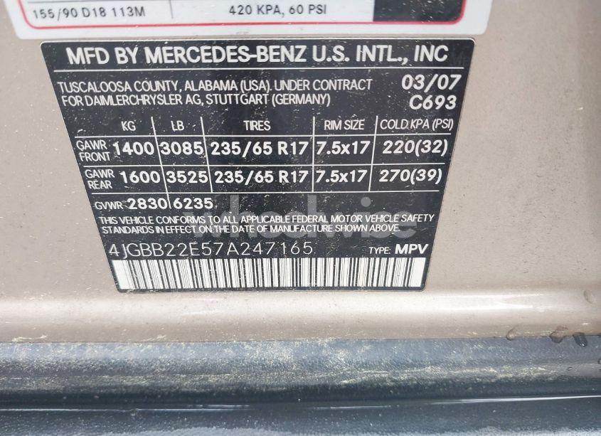 Photo 9 of 2007 Mercedes-benz Ml 320 CDI 4MATIC (VIN 4JGBB22E57A247165)