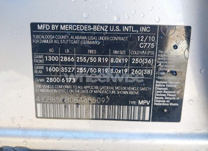 Photo 9 of 2011 Mercedes-benz Ml 350 (VIN 4JGBB5GB0BA685097)