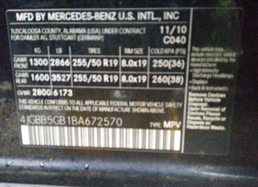 Photo 9 of 2011 Mercedes-benz Ml 350 (VIN 4JGBB5GB1BA672570)