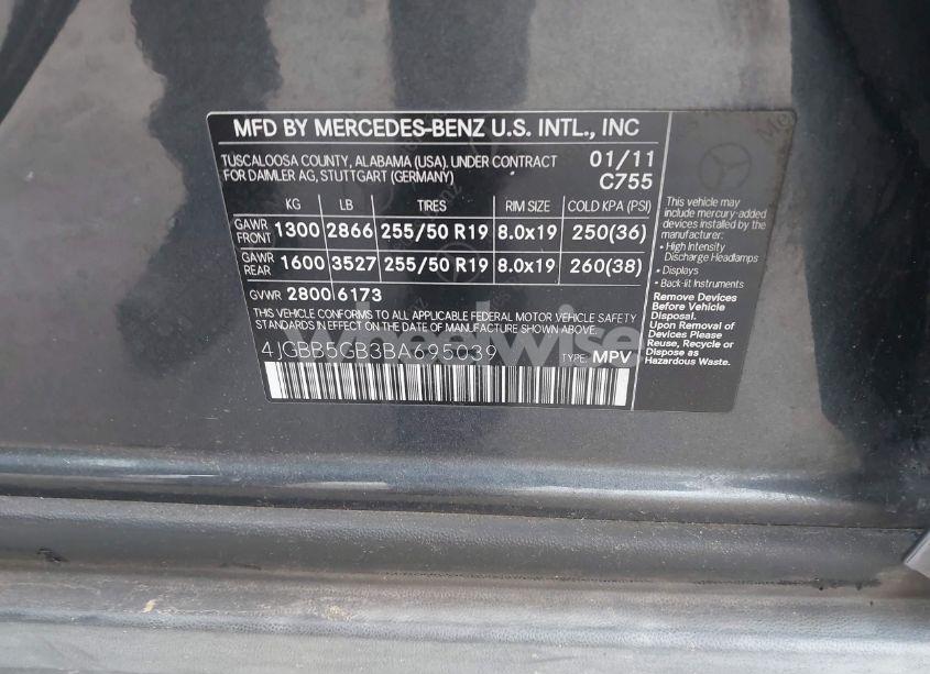 Photo 9 of 2011 Mercedes-benz Ml 350 (VIN 4JGBB5GB3BA695039)