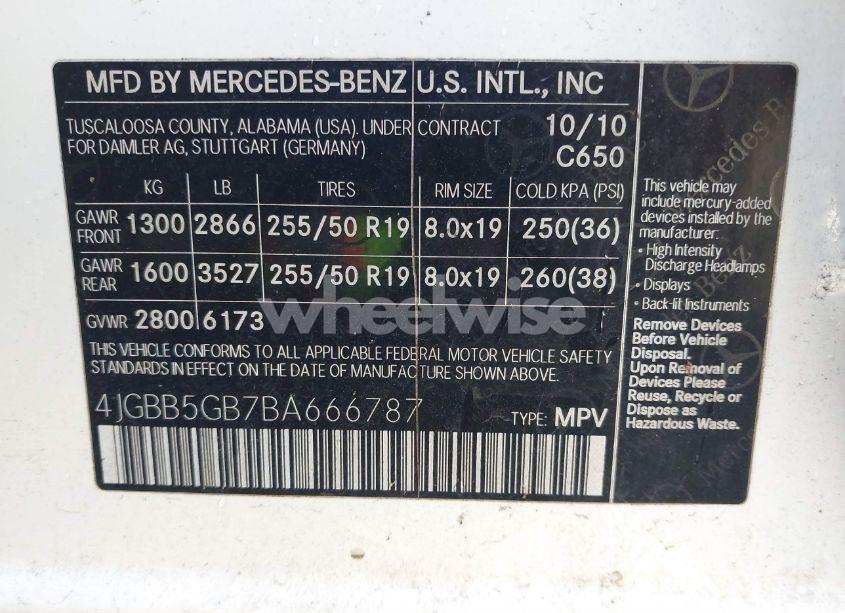 Photo 9 of 2011 Mercedes-benz Ml 350 (VIN 4JGBB5GB7BA666787)