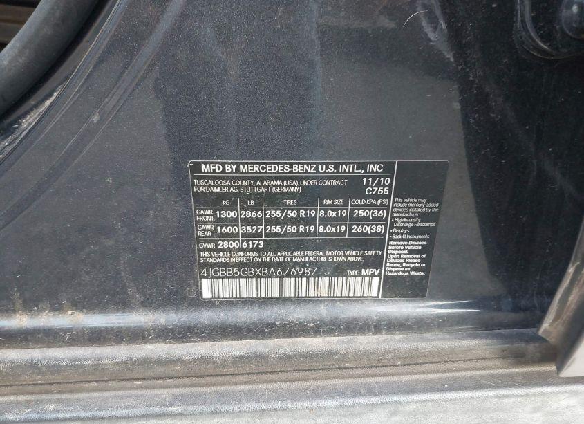 Photo 9 of 2011 Mercedes-benz Ml 350 (VIN 4JGBB5GBXBA676987)