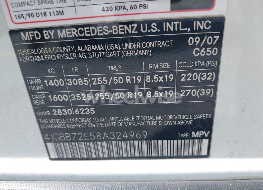 Photo 9 of 2008 Mercedes-benz Ml 550 4MATIC (VIN 4JGBB72E58A324969)