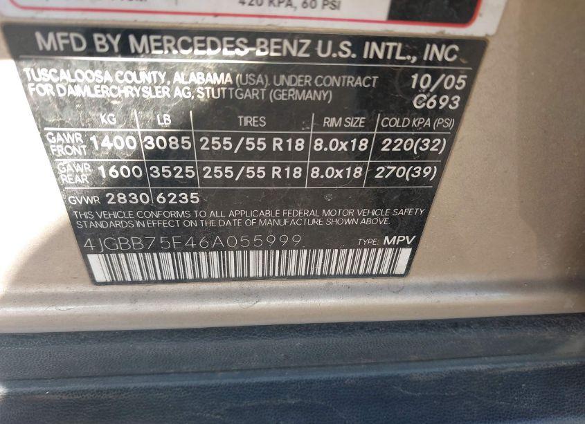 Photo 9 of 2006 Mercedes-benz Ml 500 4MATIC (VIN 4JGBB75E46A055999)