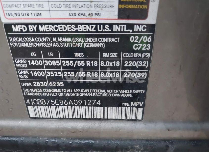 Photo 9 of 2006 Mercedes-benz Ml 500 4MATIC (VIN 4JGBB75E86A091274)