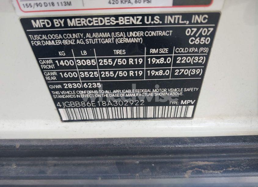 Photo 9 of 2008 Mercedes-benz Ml 350 4MATIC (VIN 4JGBB86E18A302922)