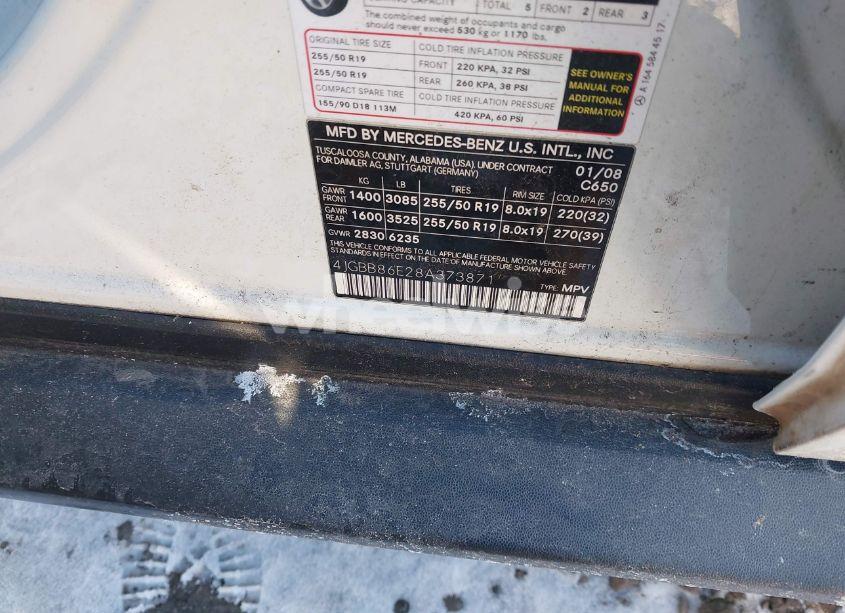 Photo 9 of 2008 Mercedes-benz Ml 350 4MATIC (VIN 4JGBB86E28A373871)