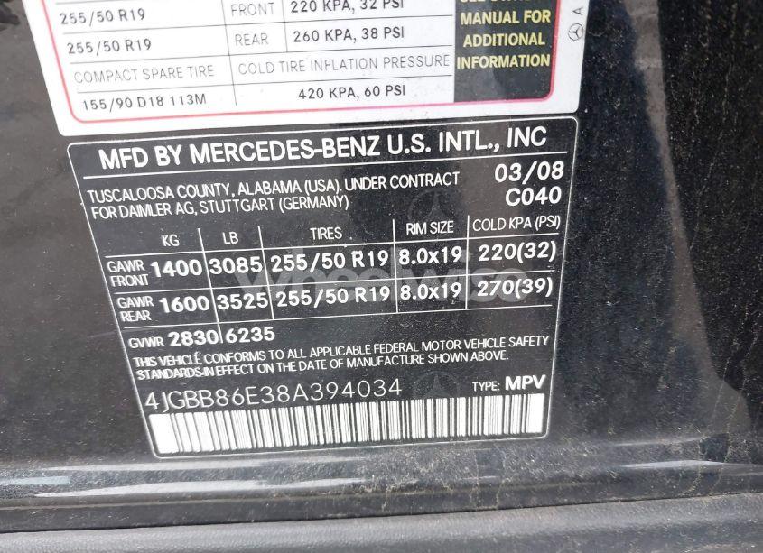 Photo 9 of 2008 Mercedes-benz Ml 350 4MATIC (VIN 4JGBB86E38A394034)