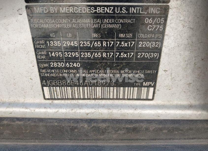 Photo 9 of 2006 Mercedes-benz Ml 350 4MATIC (VIN 4JGBB86E46A018973)