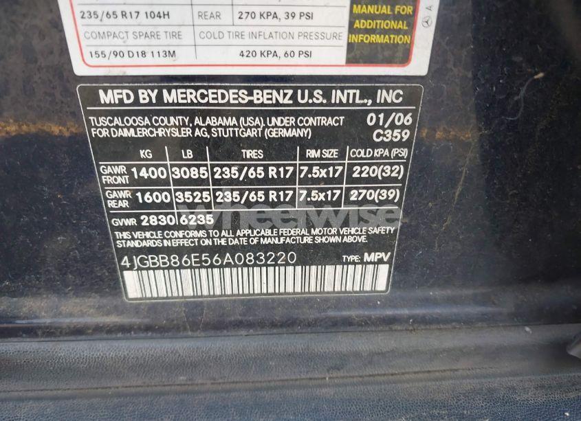 Photo 9 of 2006 Mercedes-benz Ml 350 4MATIC (VIN 4JGBB86E56A083220)