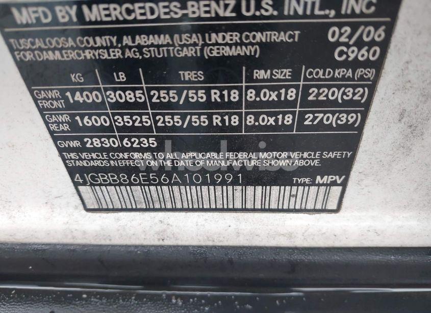 Photo 9 of 2006 Mercedes-benz Ml 350 4MATIC (VIN 4JGBB86E56A101991)