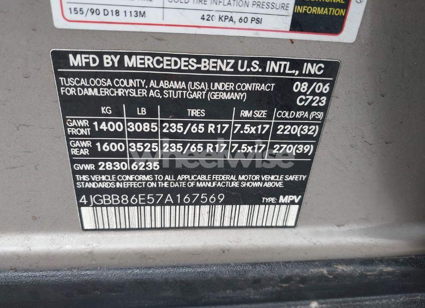 Photo 9 of 2007 Mercedes-benz Ml 350 4MATIC (VIN 4JGBB86E57A167569)