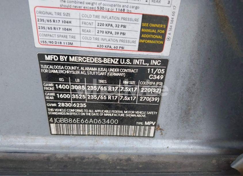 Photo 9 of 2006 Mercedes-benz Ml 350 4MATIC (VIN 4JGBB86E66A063400)