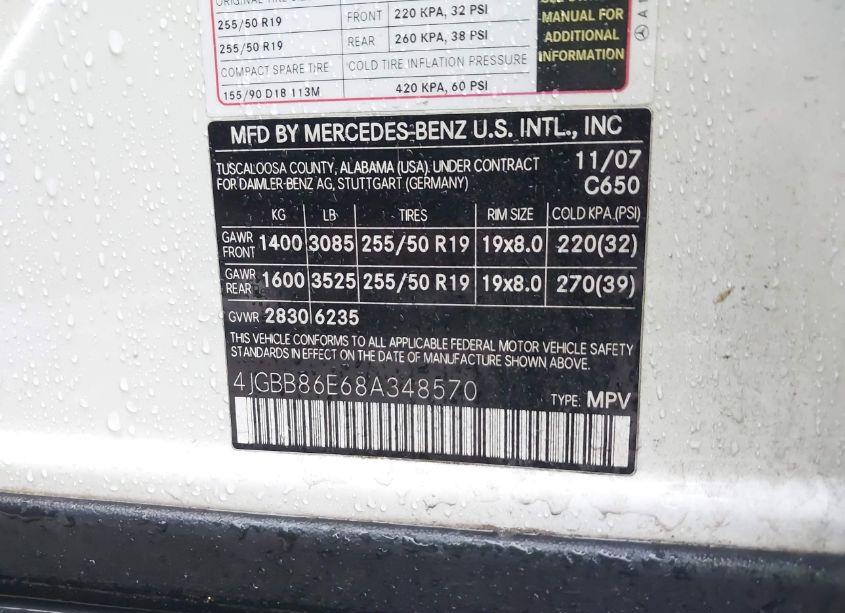 Photo 9 of 2008 Mercedes-benz Ml 350 4MATIC (VIN 4JGBB86E68A348570)