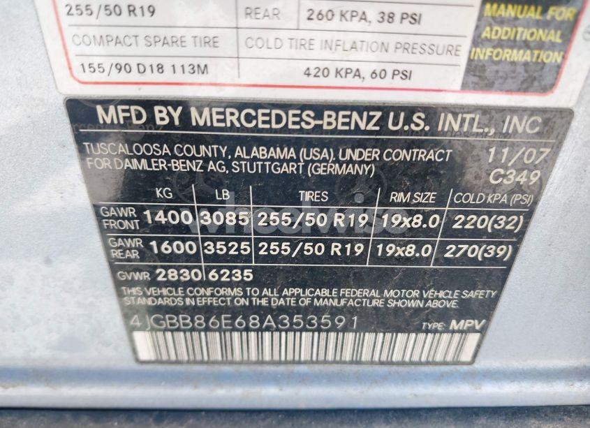 Photo 9 of 2008 Mercedes-benz Ml 350 4MATIC (VIN 4JGBB86E68A353591)