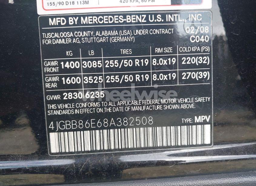 Photo 9 of 2008 Mercedes-benz Ml 350 4MATIC (VIN 4JGBB86E68A382508)