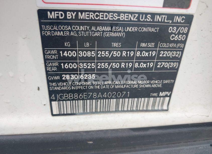 Photo 9 of 2008 Mercedes-benz Ml 350 4MATIC (VIN 4JGBB86E78A402071)