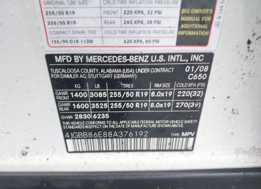 Photo 9 of 2008 Mercedes-benz Ml 350 4MATIC (VIN 4JGBB86E88A376192)