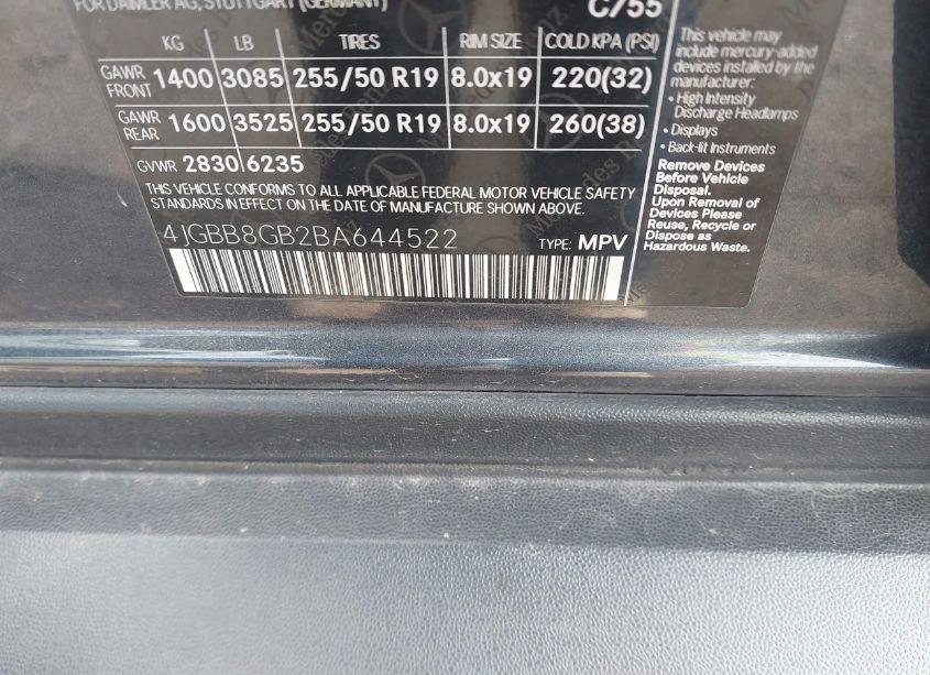 Photo 9 of 2011 Mercedes-benz Ml 350 4MATIC (VIN 4JGBB8GB2BA644522)