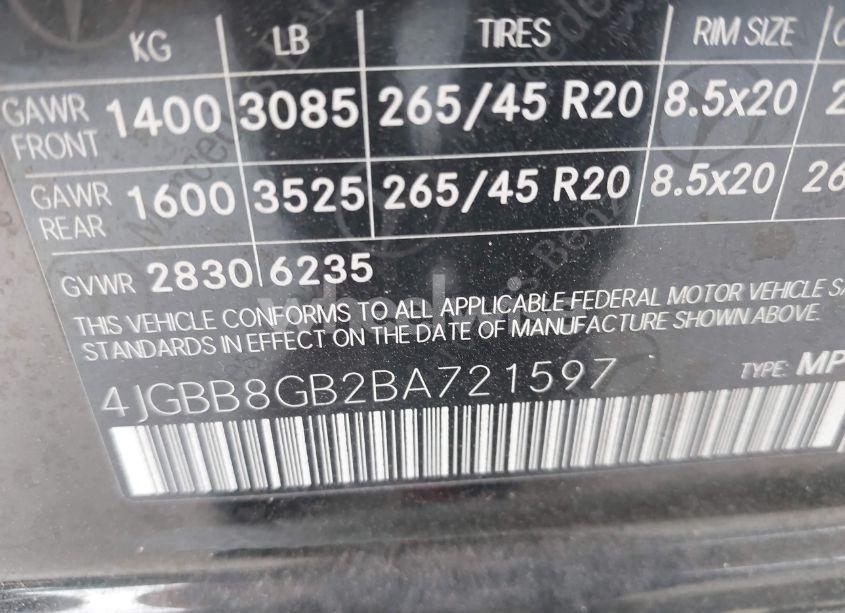 Photo 9 of 2011 Mercedes-benz Ml 350 4MATIC (VIN 4JGBB8GB2BA721597)