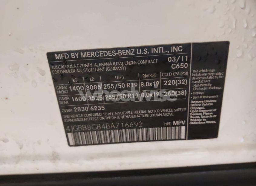 Photo 9 of 2011 Mercedes-benz Ml 350 4MATIC (VIN 4JGBB8GB4BA716692)