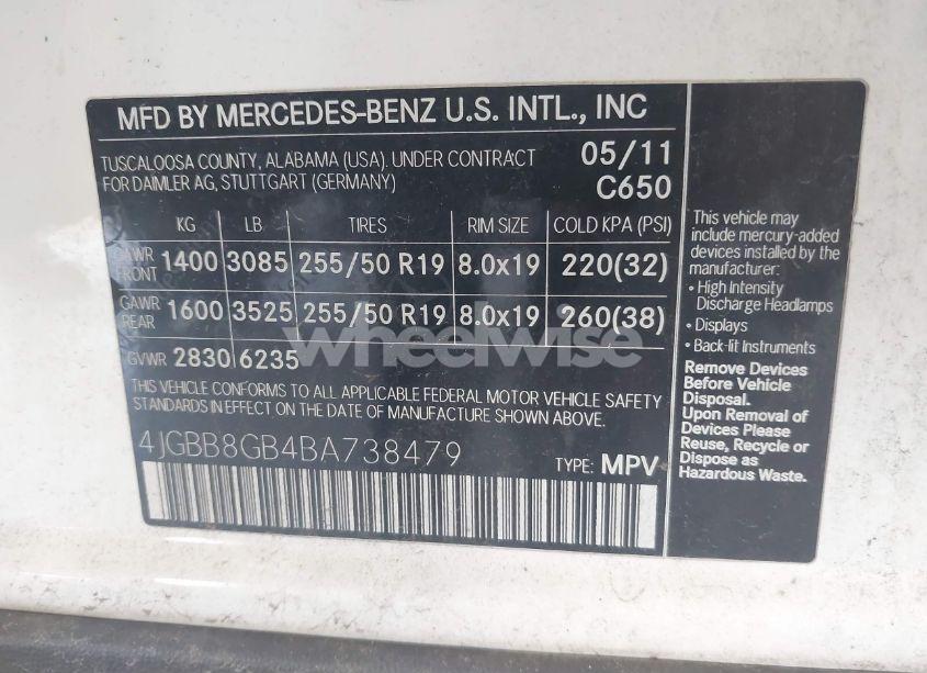 Photo 9 of 2011 Mercedes-benz Ml 350 4MATIC (VIN 4JGBB8GB4BA738479)