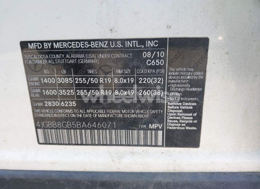 Photo 9 of 2011 Mercedes-benz Ml 350 4MATIC (VIN 4JGBB8GB5BA646071)