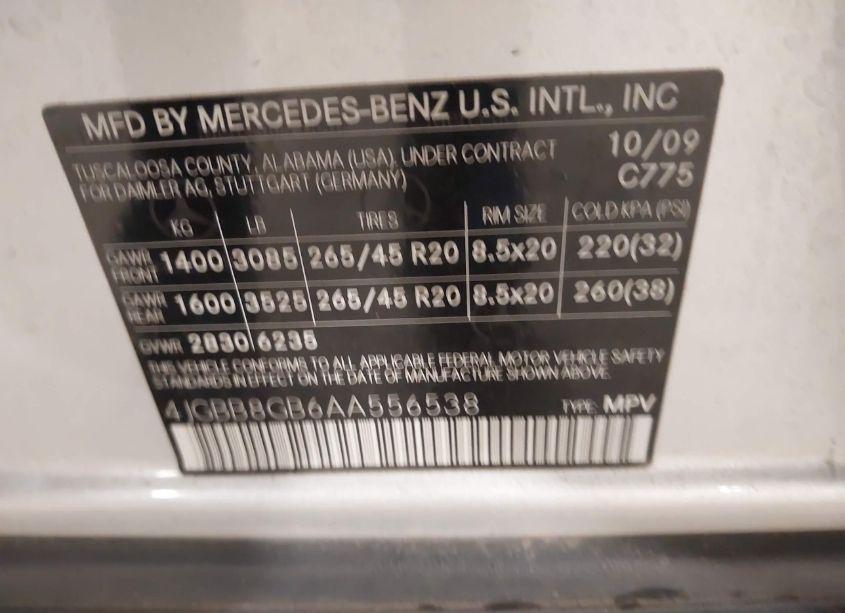 Photo 9 of 2010 Mercedes-benz Ml 350 4MATIC (VIN 4JGBB8GB6AA556538)