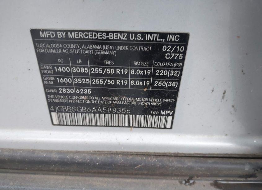 Photo 9 of 2010 Mercedes-benz Ml 350 4MATIC (VIN 4JGBB8GB6AA588356)