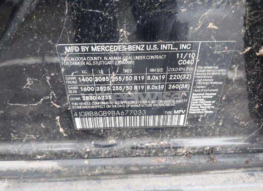 Photo 9 of 2011 Mercedes-benz Ml 350 4MATIC (VIN 4JGBB8GB9BA677033)