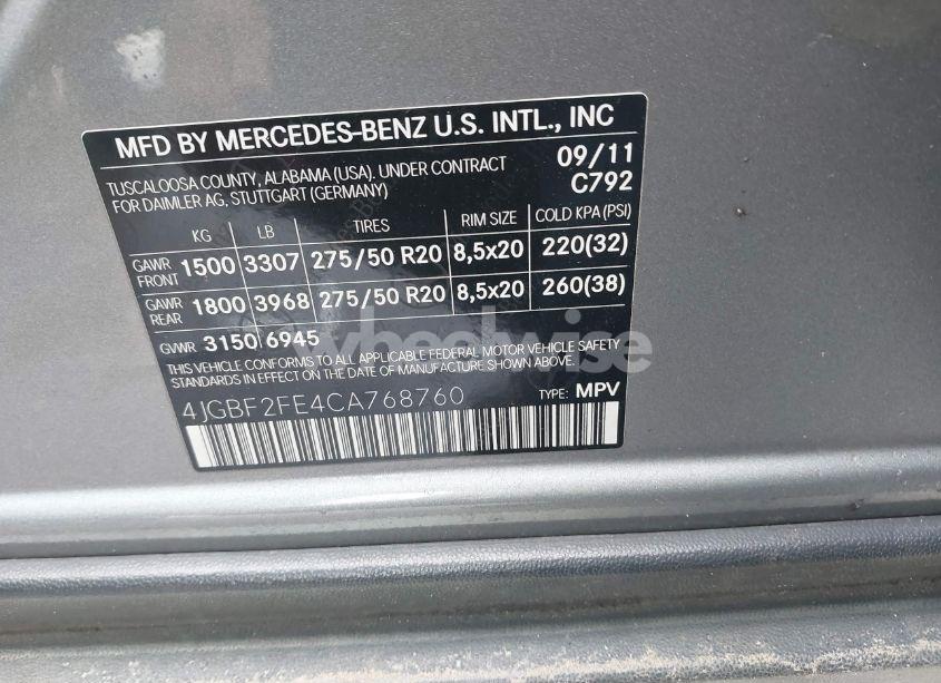 Photo 9 of 2012 Mercedes-benz Gl 350 BLUETEC 4MATIC (VIN 4JGBF2FE4CA768760)
