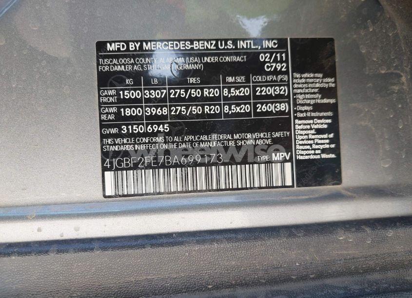 Photo 9 of 2011 Mercedes-benz Gl 350 BLUETEC 4MATIC (VIN 4JGBF2FE7BA699173)