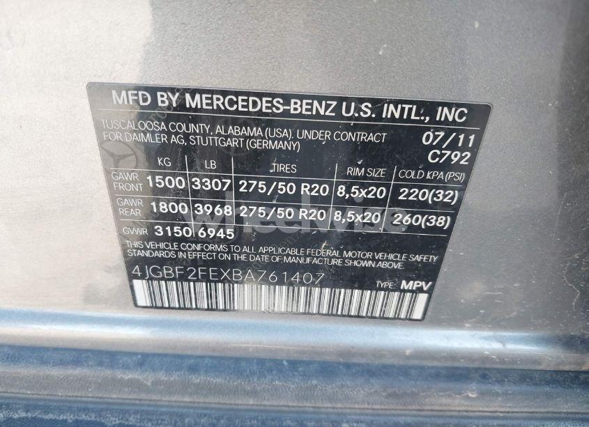 Photo 9 of 2011 Mercedes-benz Gl 350 BLUETEC 4MATIC (VIN 4JGBF2FEXBA761407)