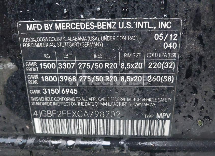 Photo 9 of 2012 Mercedes-benz Gl 350 BLUETEC 4MATIC (VIN 4JGBF2FEXCA798202)