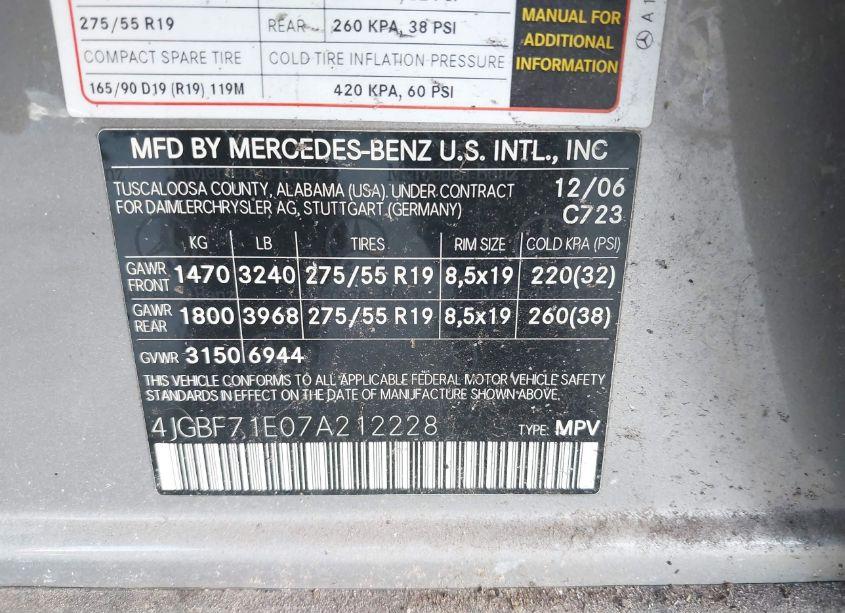 Photo 9 of 2007 Mercedes-benz Gl 450 4MATIC (VIN 4JGBF71E07A212228)