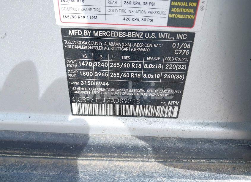 Photo 9 of 2007 Mercedes-benz Gl 450 4MATIC (VIN 4JGBF71E17A089328)